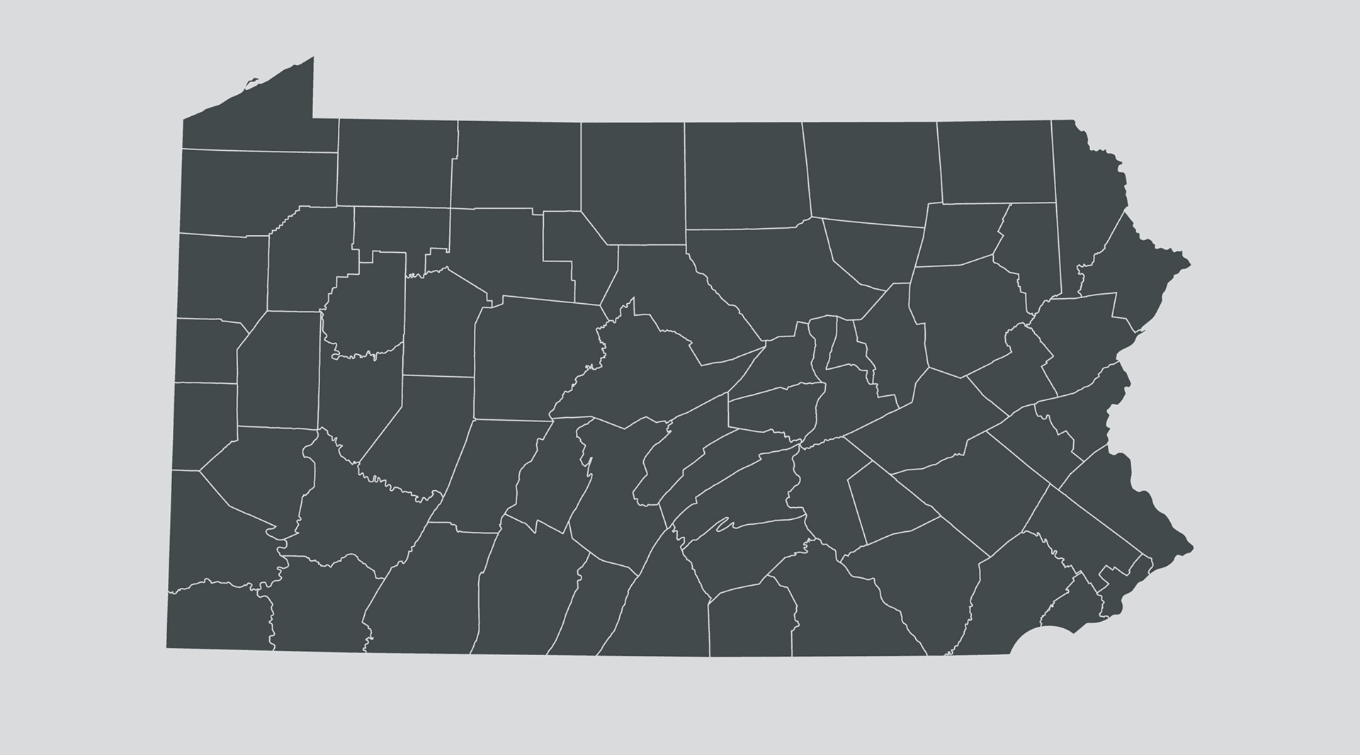 Map of Pennsylvania with county borders.