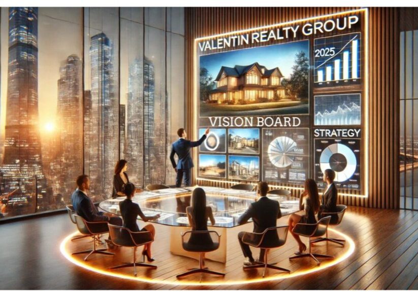 Business meeting with vision board presentation.