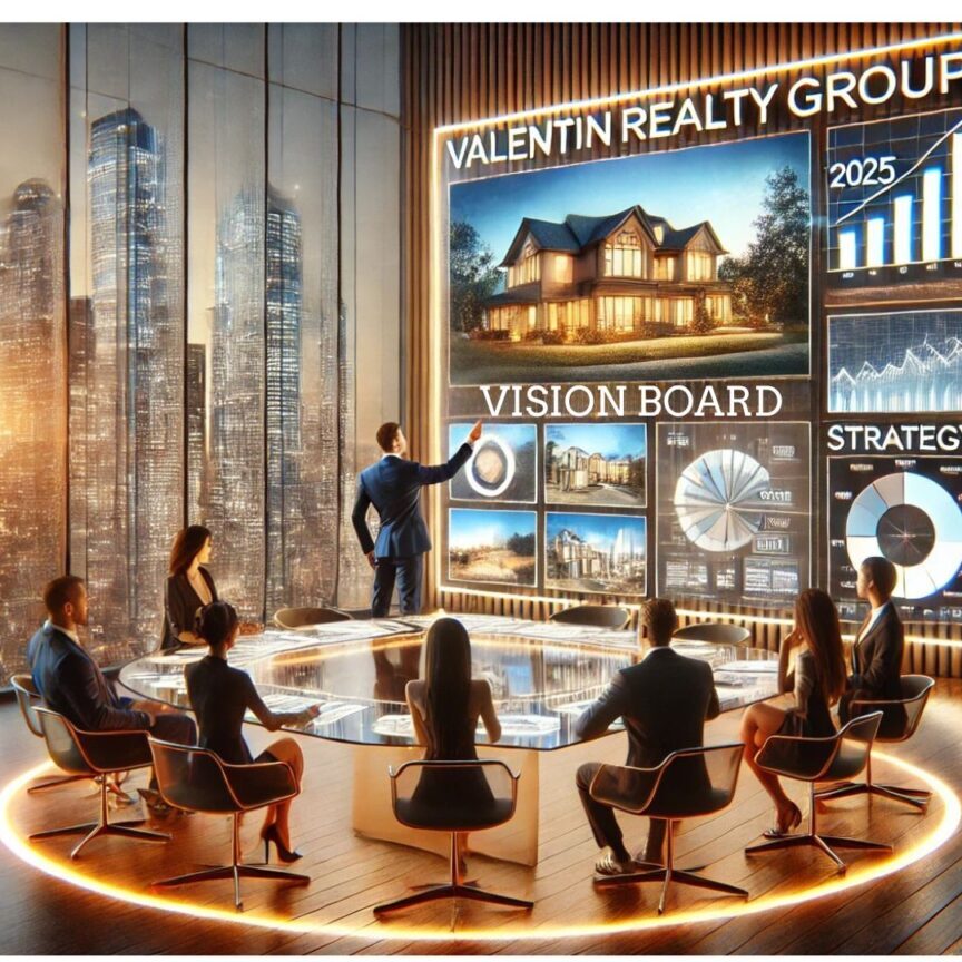 Business meeting with vision board presentation.